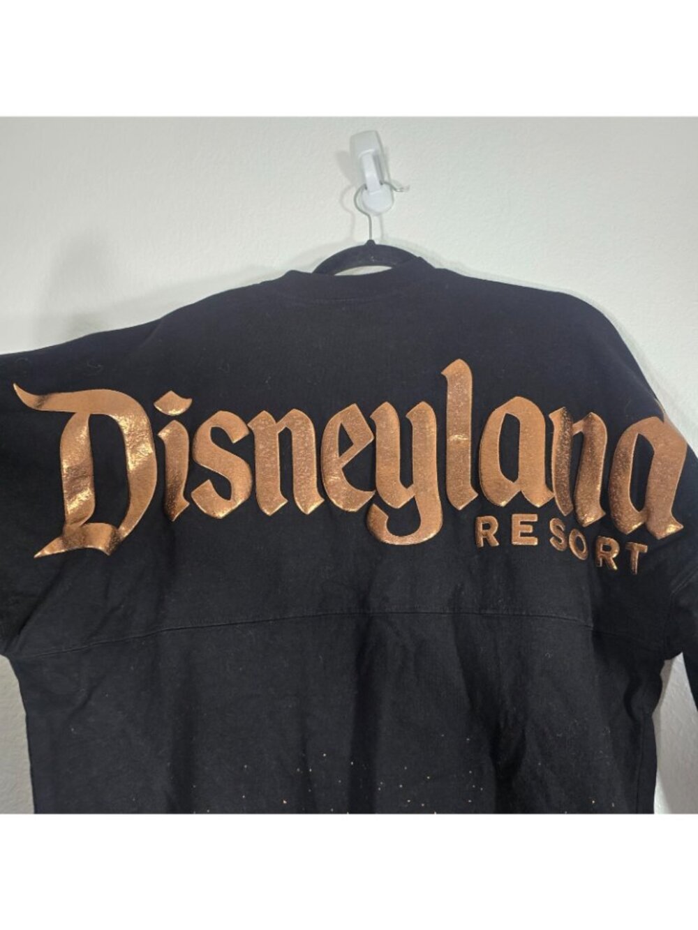 Disney Spirit Jersey Women Small Black Copper Speckled Puffy Logo Long Sleeve - Picture 5 of 7
